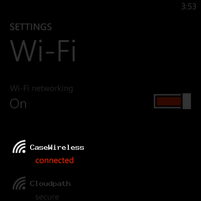 Sample image showing a successful connection to the wifi network