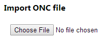Example image showing the Choose File button under the heading Import ONC File