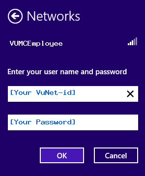 Sample image of the user name and password dialog
