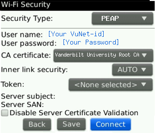 Sample image of the wifi settings screen