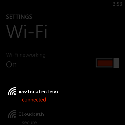 Sample image showing a successful connection to the wifi network